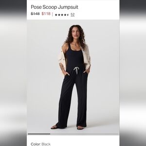 Like New ! VUORI Pose Scoop Jumpsuit Black Xs